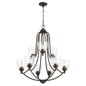 Barkley 9-Light Chandelier in Oiled Bronze w with Clear/Seeded