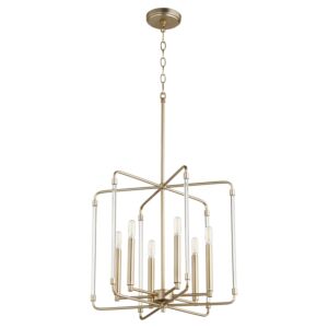 Optic 6-Light Pendant in Aged Brass