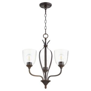 Jardin 3-Light Chandelier in Oiled Bronze w with Clear/Seeded