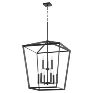 Manor 9-Light Entry Pendant in Textured Black