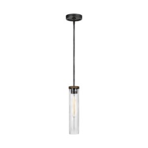 Angelo 1-Light Pendant in Distressed Weathered Oak with Slate Grey Metal