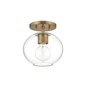 Margot 1-Light Semi-Flush Mount in Aged Brass