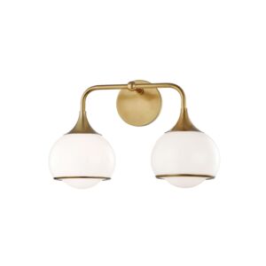 Reese 2-Light Wall Sconce in Aged Brass