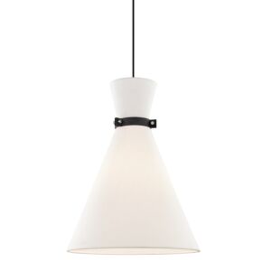 Julia 1-Light Pendant in Polished Nickel with Black