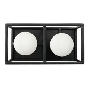 Plaza 2-Light Bathroom Vanity Light in Carbon with Havana Gold