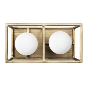 Plaza 2-Light Bathroom Vanity Light in Havana Gold with Carbon