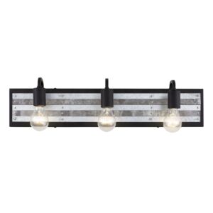 Abbey Rose 3-Light Bathroom Vanity Light in Black with Galvanized