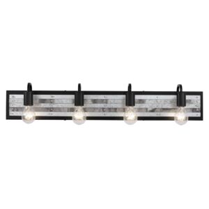 Abbey Rose 4-Light Bathroom Vanity Light in Black with Galvanized