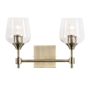 Margaux 2-Light Bathroom Vanity Light in Antique Brass