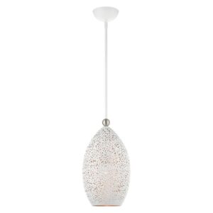 Charlton 1-Light Pendant in White w with Brushed Nickels