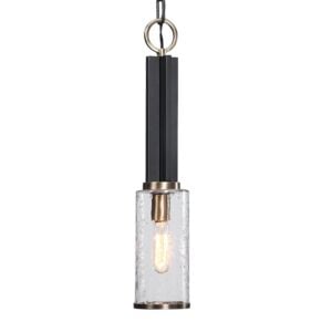 Jarsdel 1-Light Mini Pendant in Black & Antique Brass