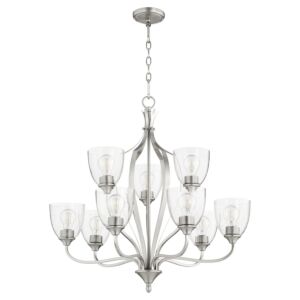 Jardin 9-Light Chandelier in Satin Nickel w with Clear/Seeded