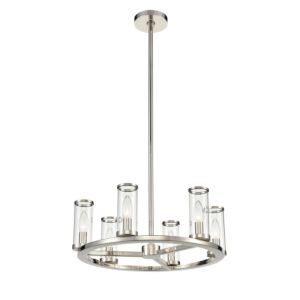 Revolve 6-Light Chandelier in Clear Glass with Polished Nickel