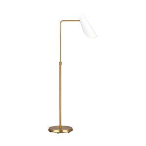 Tresa 1-Light Floor Lamp in Matte White with Burnished Brass