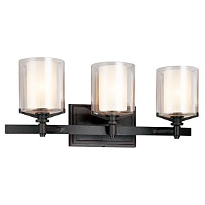 Arcadia 3-Light Bathroom Vanity Light and Vanity in Textured Iron