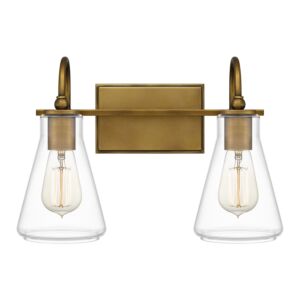 Boyton 2-Light Bathroom Vanity Light in Weathered Brass