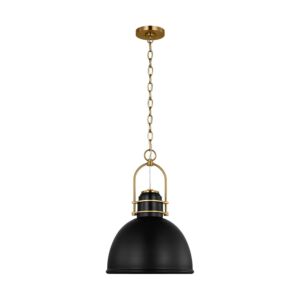 Upland 1-Light Pendant in Midnight Black and Burnished Brass