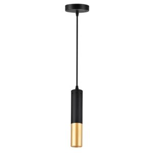 CWI Lighting Anem 1 Light Down Mini Pendant with Matte Black & Satin Gold finish