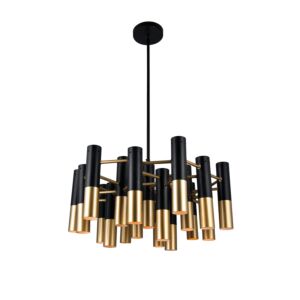 CWI Anem 19 Light Down Chandelier With Matte Black & Satin Gold Finish