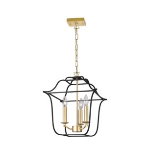 CWI Lighting Tudor 3 Light Pendant with Satin Gold & Black Finish