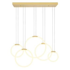 CWI Lighting Hoops 5 Light LED Chandelier with Satin Gold finish