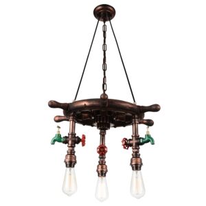 CWI Lighting Manor 3 Light Down Chandelier with Speckled copper finish