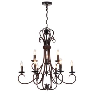 CWI Lighting Maddy 9 Light Up Chandelier with Oil Rubbed Brown finish
