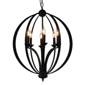 CWI Lighting Drift 6 Light Up Chandelier with Black finish