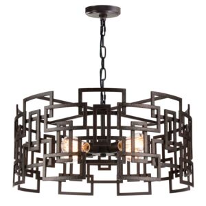 CWI Litani 4 Light Down Chandelier With Brown Finish