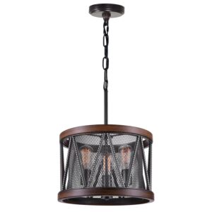 CWI Lighting Parsh 3 Light Drum Shade Chandelier with Pewter finish