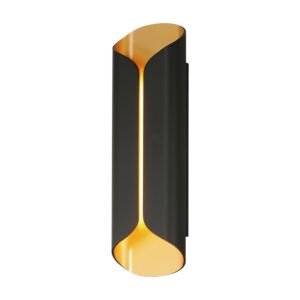 Folio 2-Light LED Outdoor Wall Lamp in Black with Gold