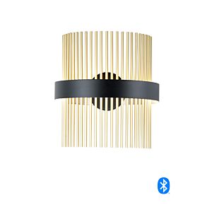 Chimes WiZ 2-Light LED Wall Sconce in Black with Satin Brass