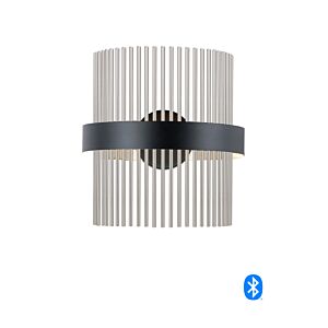 Chimes WiZ 2-Light LED Wall Sconce in Black with Satin Nickel