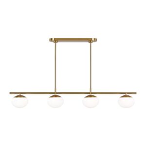 Lune 4-Light Linear Chandelier in Burnished Brass