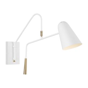 Visual Comfort Studio Simon Wall Sconce in Matte White And Burnished Brass by Ellen Degeneres