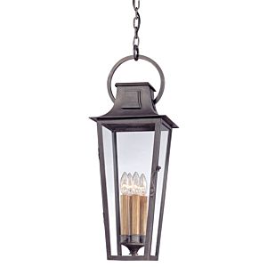 Parisian Square 4-Light Hanging Lantern in Aged Pewter