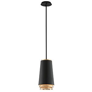 Troy Fahrenheit 15 Inch Pendant Light in Textured Black W Gold Leaf