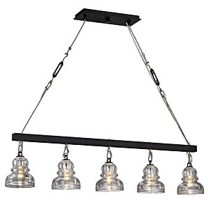 Menlo Park 5-Light Linear Pendant in Textured Iron