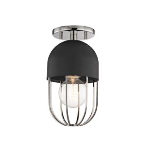 Haley 1-Light Flush Mount in Polished Nickel with Black