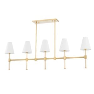 Janelle 5-Light Island Pendant in Aged Brass