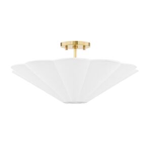 Alana 3-Light Semi-Flushmount in Aged Brass