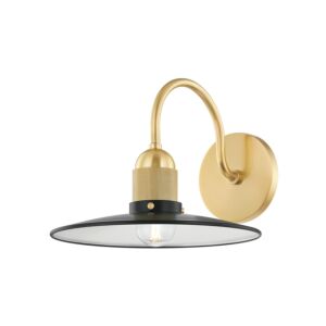 Leanna 1-Light Wall Sconce in Aged Brass with Soft Black