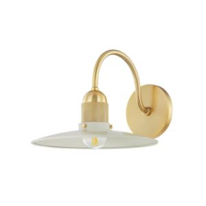 Leanna 1-Light Wall Sconce in Aged Brass with Soft Cream