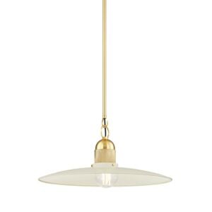 Leanna 1-Light Pendant in Aged Brass with Soft Cream