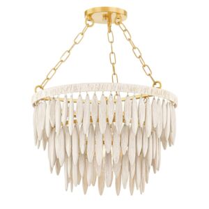 Tiffany 1-Light Pendant in Aged Brass with Textured Cream