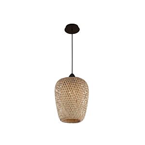 Tulum 1-Light Pendant in Bamboo Wicker And Black