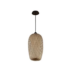 Tulum 1-Light Pendant in Bamboo Wicker And Black