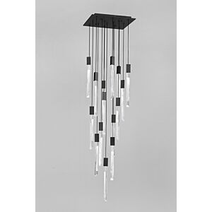 Alpine 15-Light 1Flush Mount with Pendant in Black With Clear And Black Jade Blown Glass