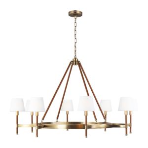 Visual Comfort Studio Katie 8-Light Chandelier in Time Worn Brass And Saddle Leather by Ralph Lauren