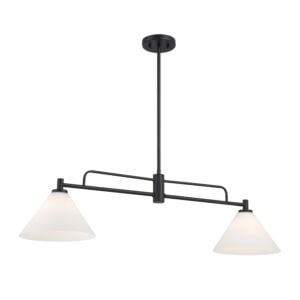 2-Light  Chandelier in Matte Black